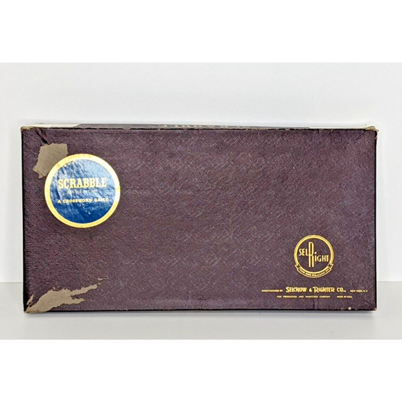 Vintage 1948-1953 SCRABBLE Game Selchow Righter 100 wood tiles 4 stands READ - Picture 2 of 6